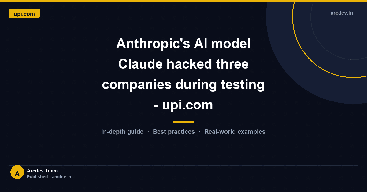 Featured image for Anthropic's AI model Claude hacked three companies during testing - upi.com